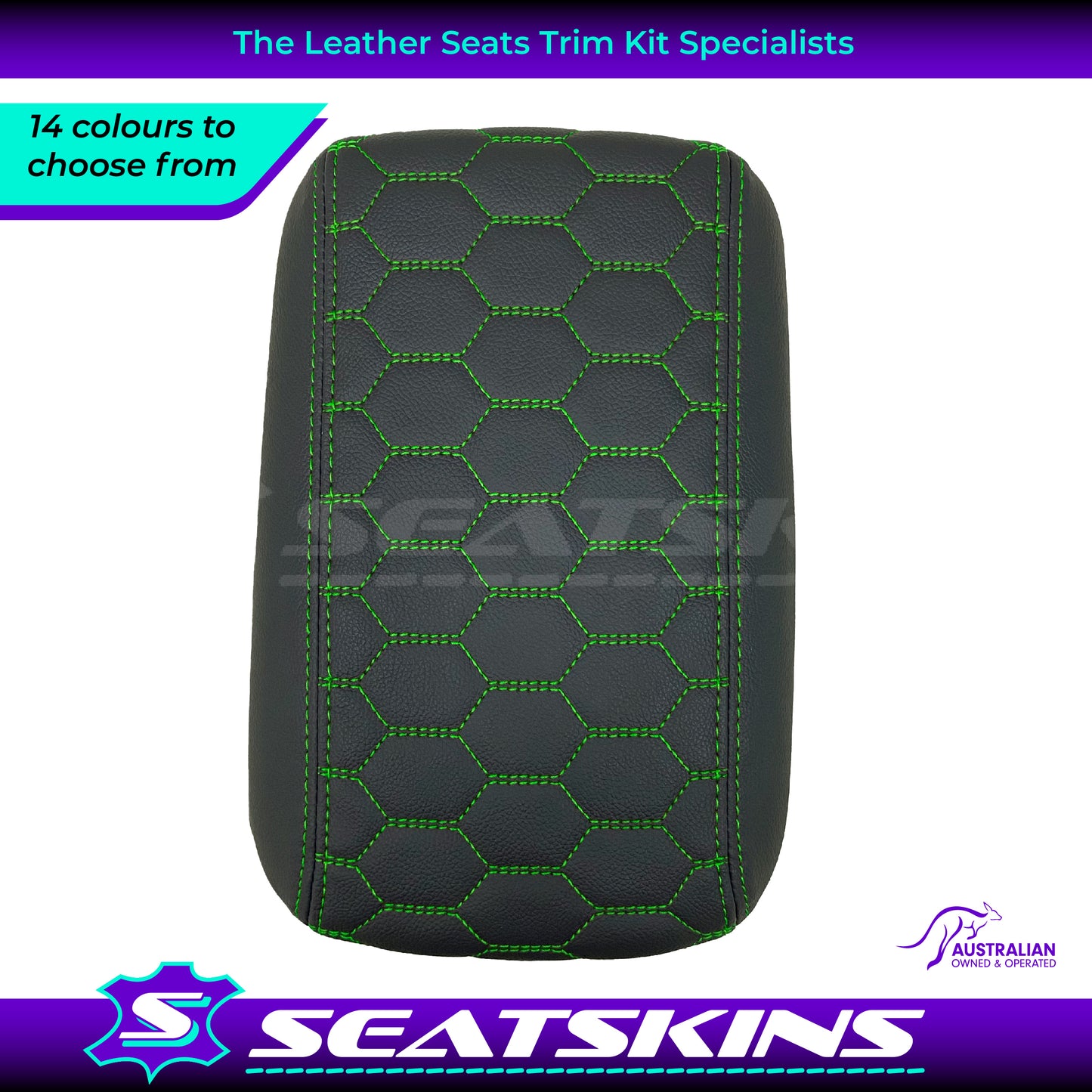 CONSOLE COVER ARM REST CUSTOM TO FIT HOLDEN VE VF MID HEXAGON STITCH CHOOSE COLOUR