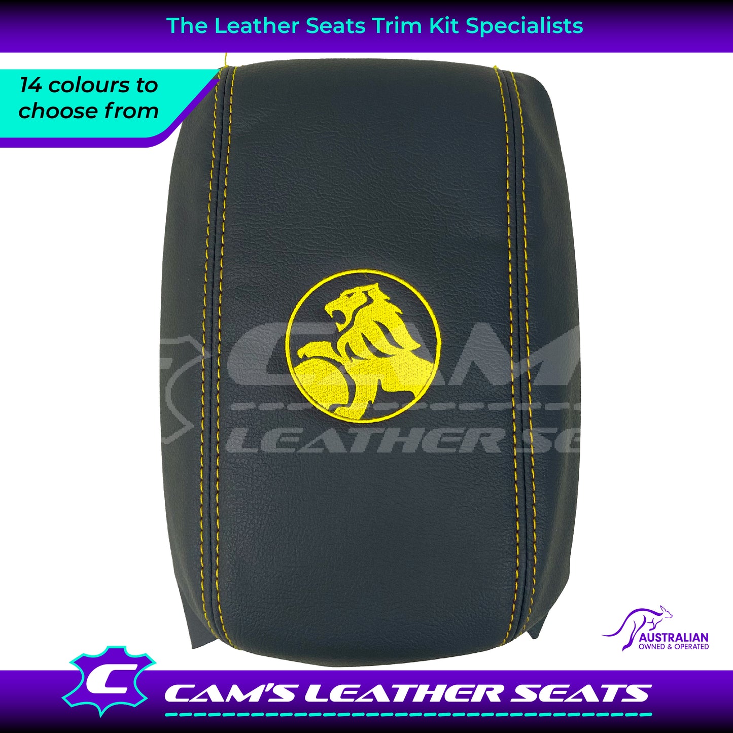 CONSOLE COVER ARM REST CUSTOM TO FIT HOLDEN VT VX VU LION LOGO CHOOSE COLOUR