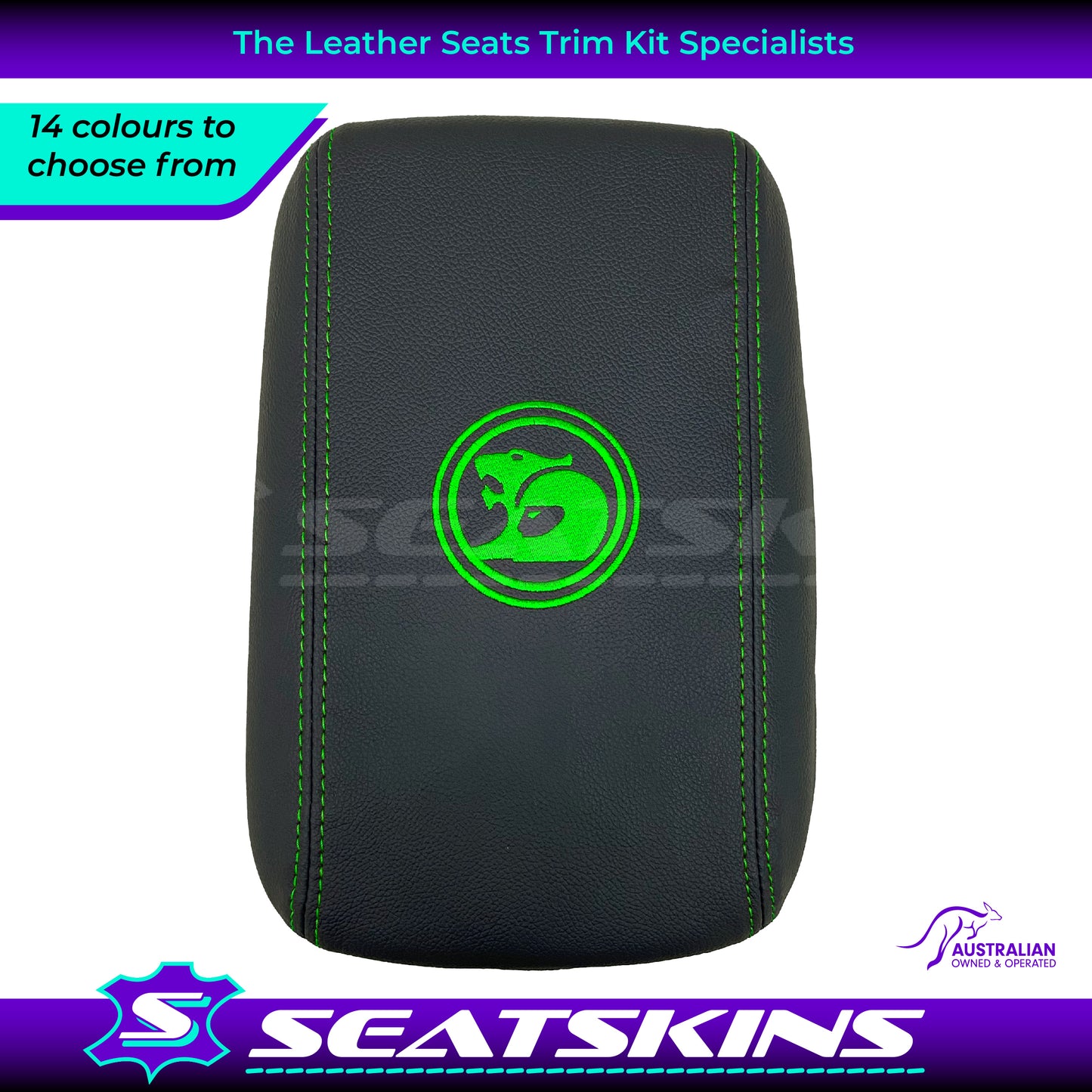 CONSOLE COVER ARM REST CUSTOM TO FIT HOLDEN VE VF HSV LOGO MID CHOOSE COLOUR