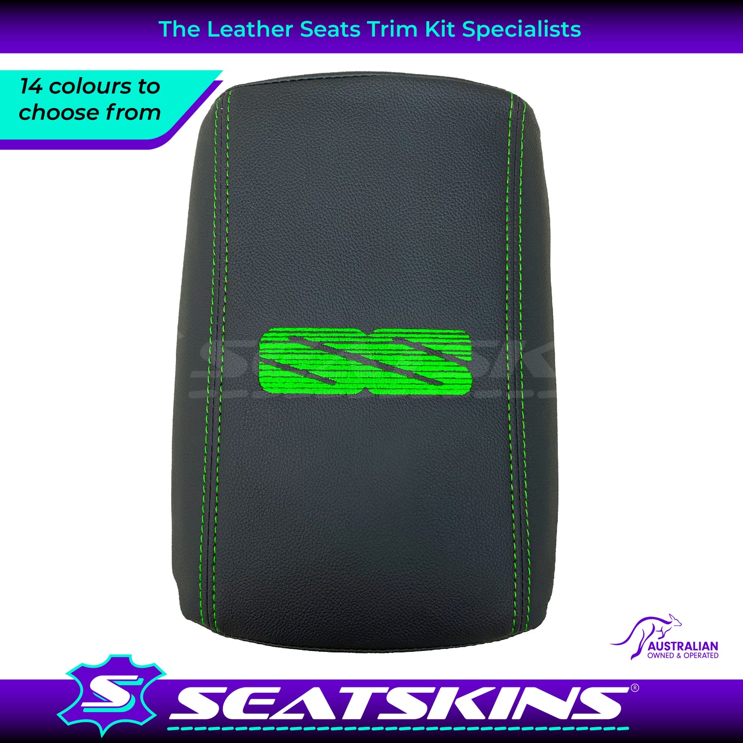 CONSOLE COVER ARM REST CUSTOM TO FIT HOLDEN VE VF LOW BROCK SS LOGO CHOOSE COLOUR