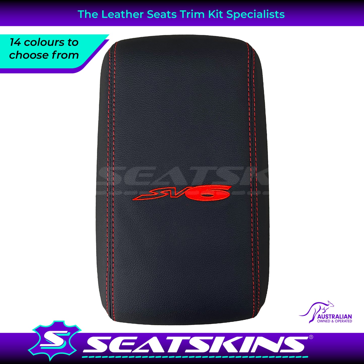 CONSOLE COVER ARM REST CUSTOM TO FIT HOLDEN VY VZ SV6 LOGO CHOOSE COLOUR