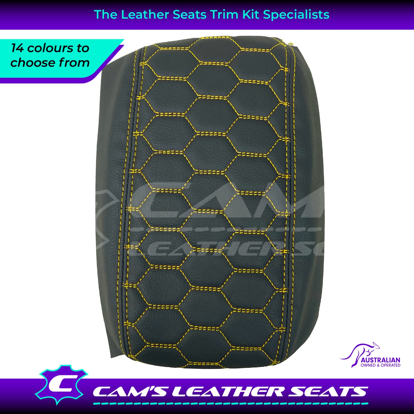 CONSOLE COVER ARM REST CUSTOM TO FIT HOLDEN VT VX VU HEXAGON STITCH CHOOSE COLOUR
