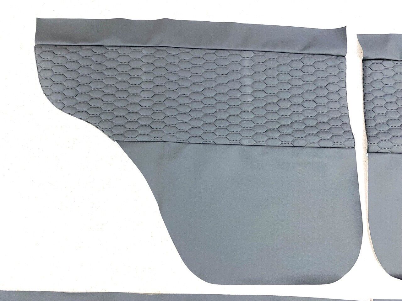 HEXAGON STITCHED DOOR PANELS FOR 79 SERIES TOYOTA LANDCRUISER GREY LEATHERETTE