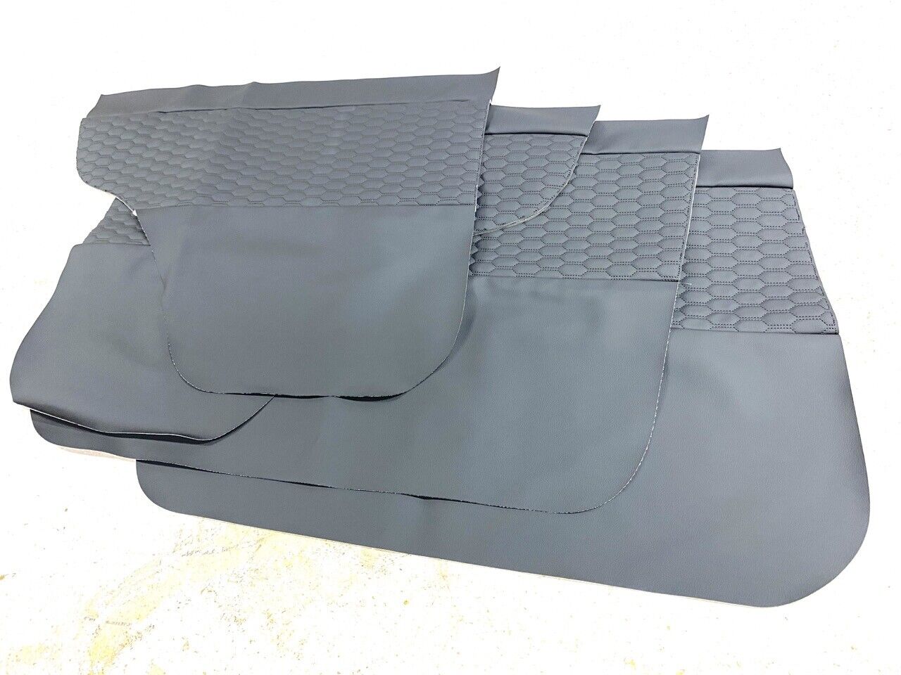 HEXAGON STITCHED DOOR PANELS FOR 79 SERIES TOYOTA LANDCRUISER GREY LEATHERETTE