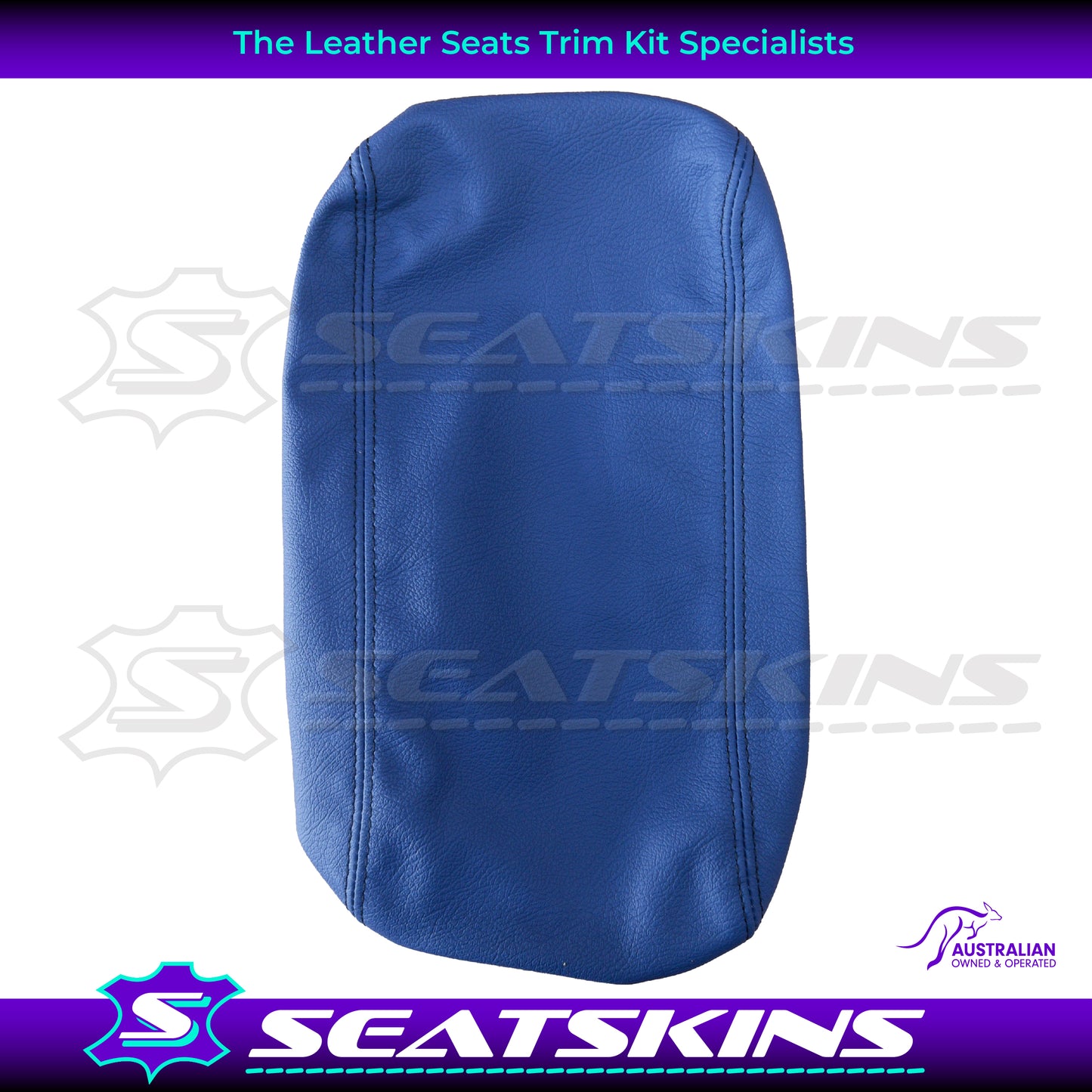 CONSOLE COVER FOR HOLDEN VY/VZ BERMUDA BLUE BLACK TWIN NEEDLE STITCHING.