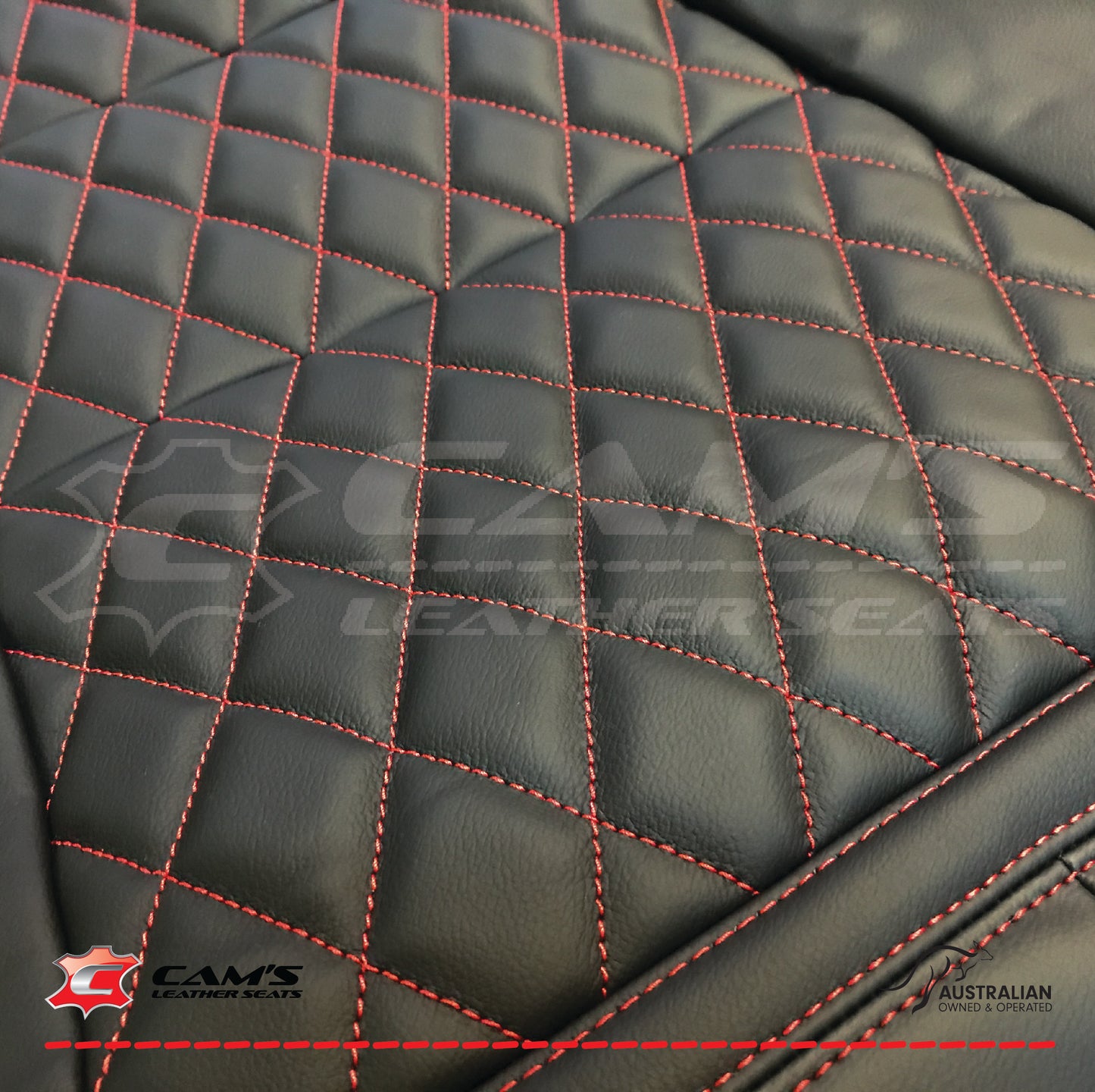 LEATHER SEATS TRIM KIT FOR HOLDEN HSV VE MALOO UTE ONYX WITH RED DIAMOND STITCH