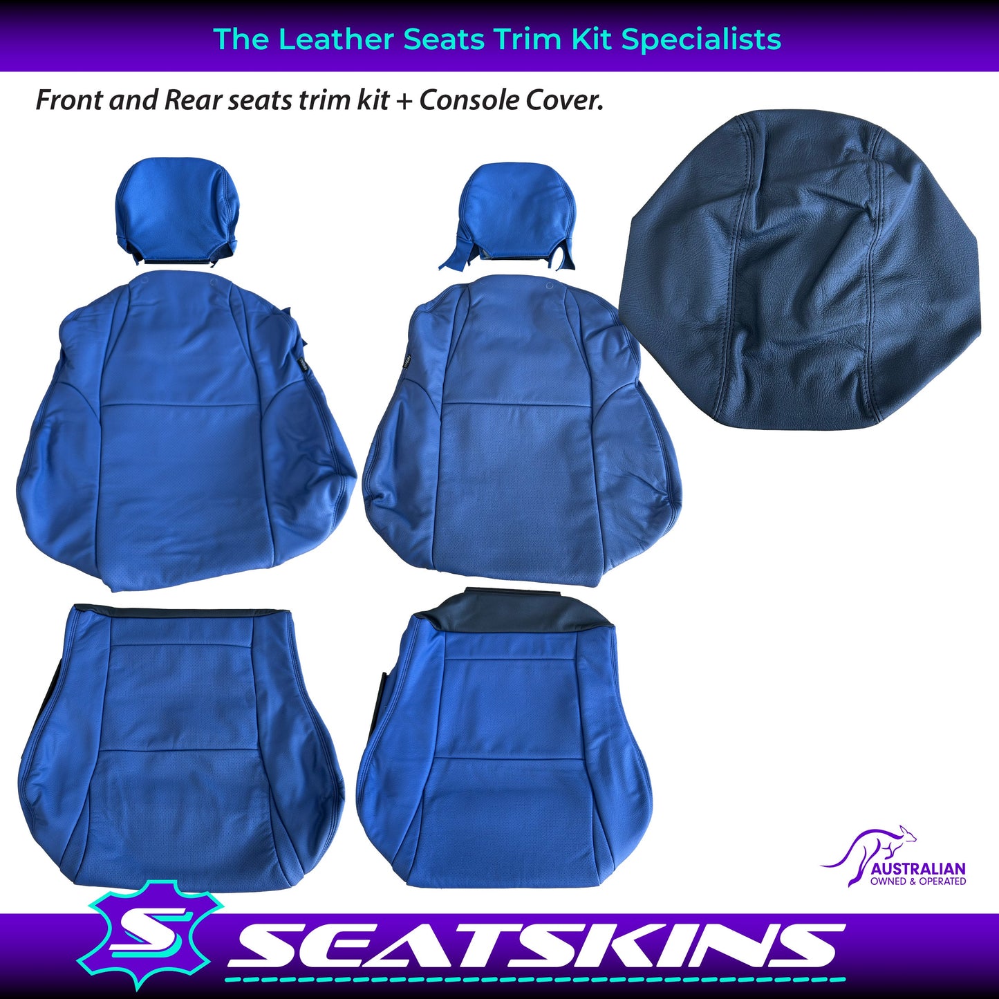 LEATHER SEATS TRIM KIT FOR HOLDEN VZ MONARO FRONT AND REAR SEATS KIT BLUE FACTORY STYLE