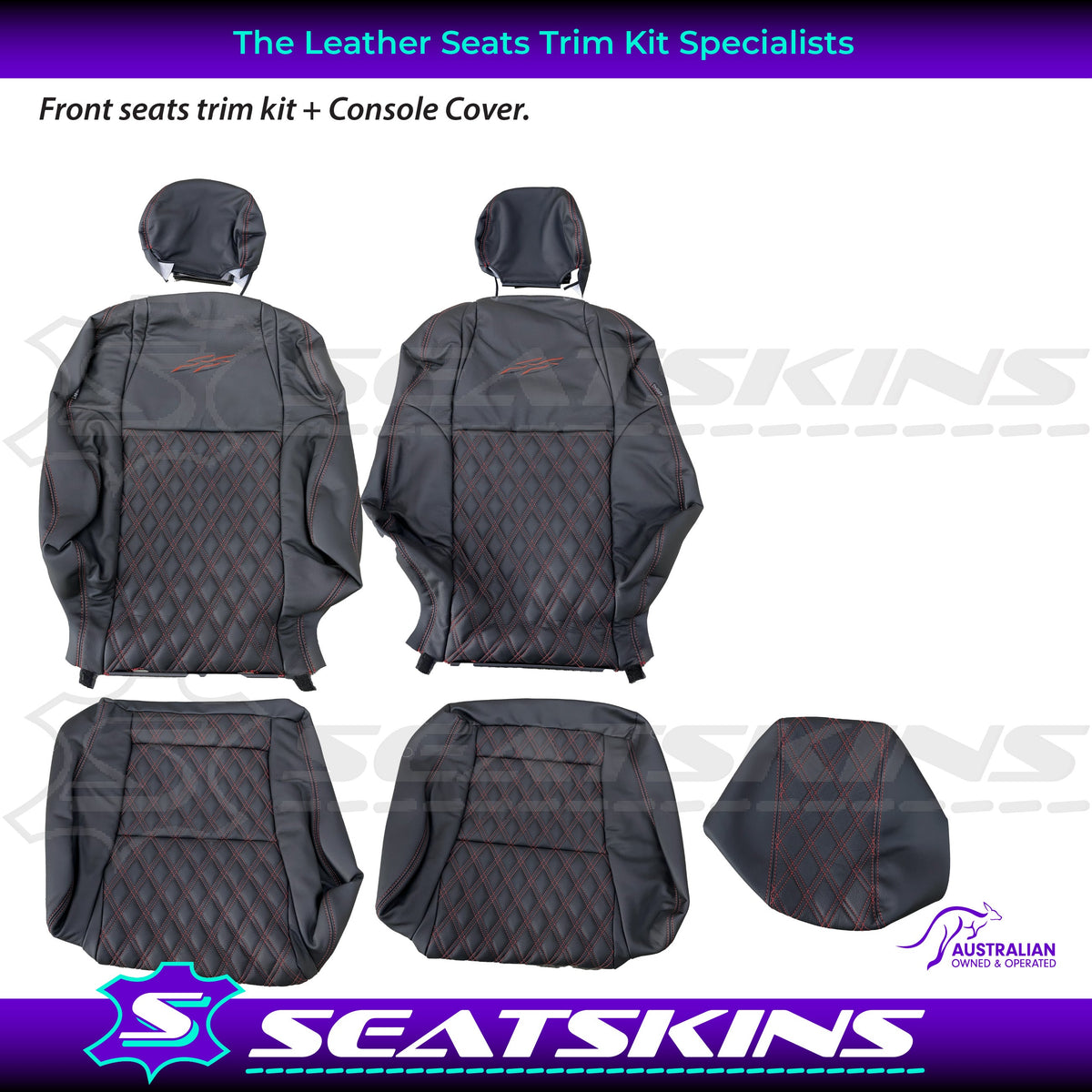 LEATHER SEATS TRIM KIT SKINS FOR HOLDEN VY S2 / VZ SS SSZ UTE BLACK/RED