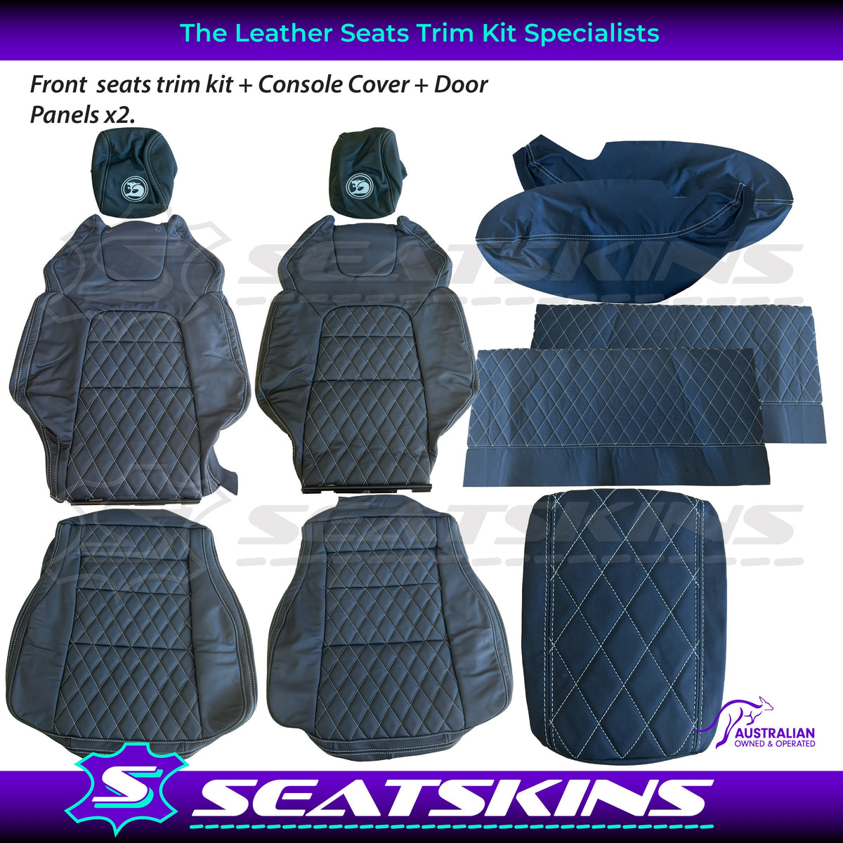 LEATHER SEATS TRIM KIT FOR HSV VE GTS UTE WHITE DIAMOND STITCHING HSV LOGO