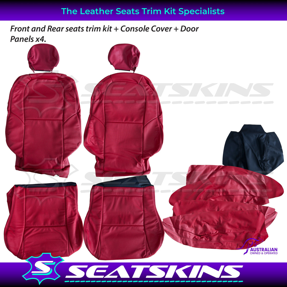 LEATHER SEATS TRIM KIT FOR HOLDEN VX/VY MONARO 4 SEATS RED LEATHER