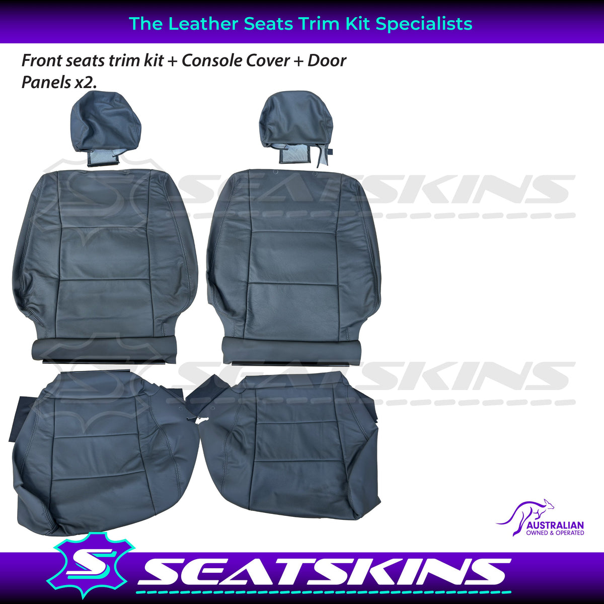 LEATHER SEATS TRIM KIT FOR TOYOTA 100/105 SERIES DARK GREY 2 FRONT SEAT GXL