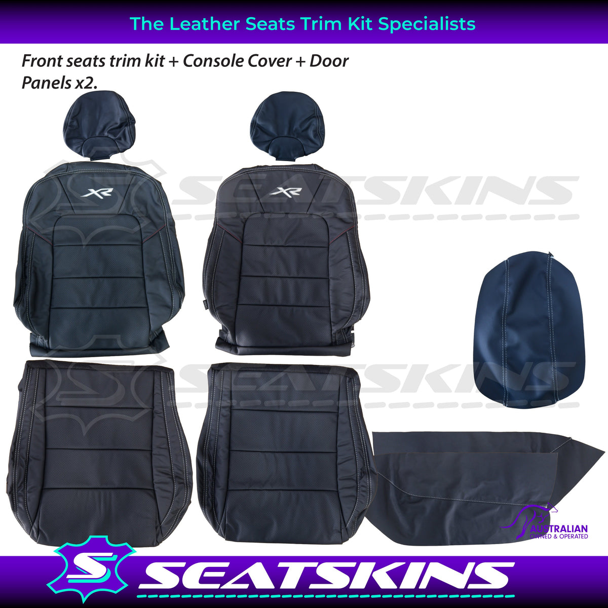 LEATHER SEATS TRIM KIT SKINS FOR FORD FG-X FALCON FRONT SEATS XR LOGO