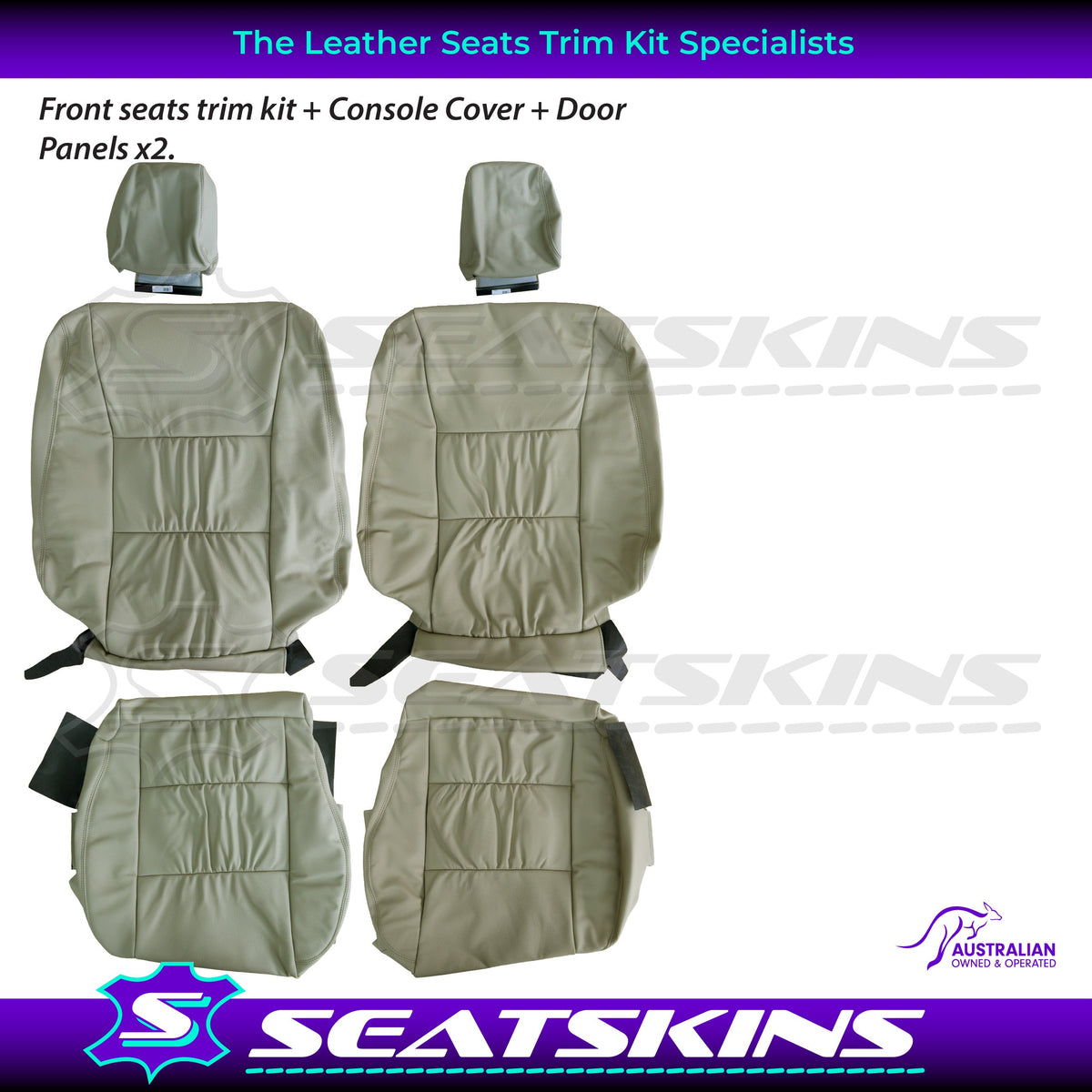 Replacement leather seat trim kit for TOYOTA LANDCRUISER 100 series sahara beige 2 seats – door trim detail