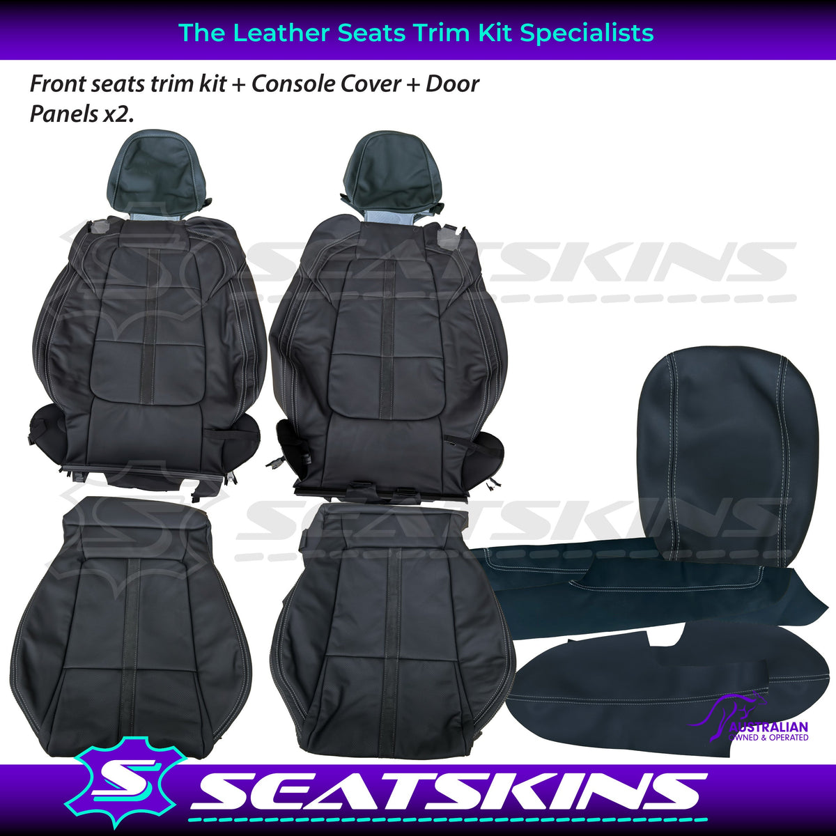 LEATHER SEATS TRIM KIT FOR VF SS/SSV/REDLINE UTE NAPPA LEATHER WITH SILVER STITCHING