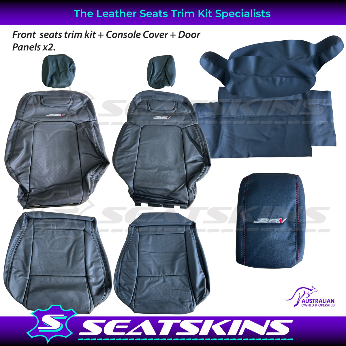 LEATHER SEATS TRIM KIT FOR HOLDEN VE SSV UTE SSV LOGO EMBROIDERED WITH RED V