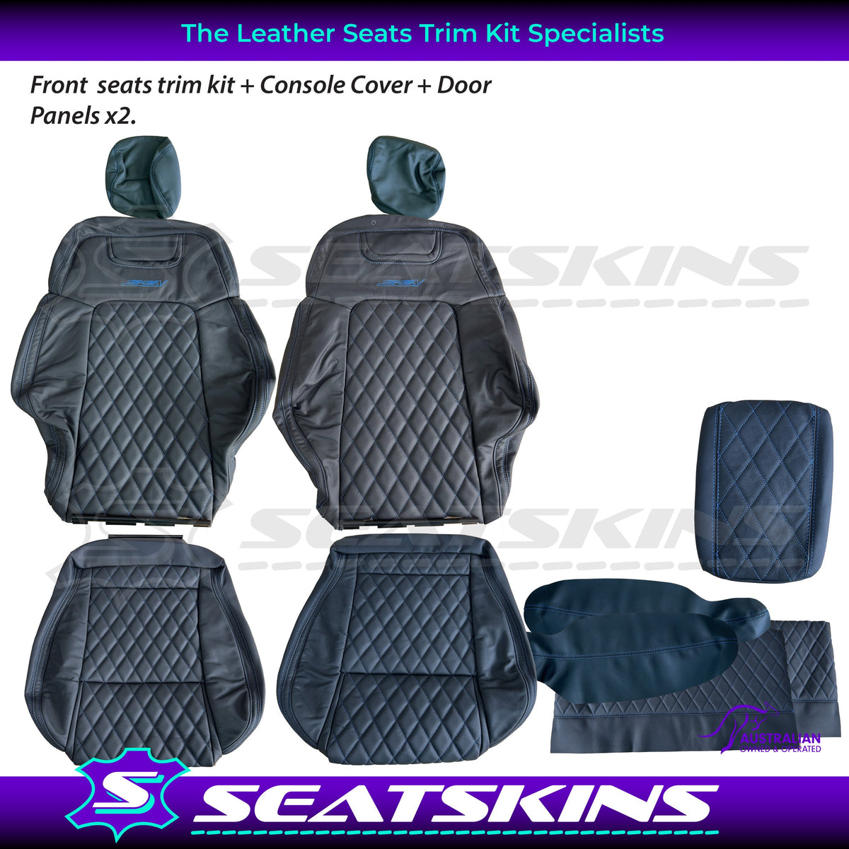 LEATHER SEATS TRIM KIT FOR HOLDEN VE SSV UTE PURPLE DIAMOND STITCH SSV LOGO