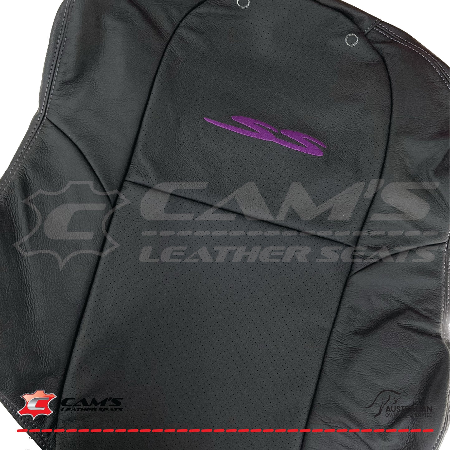 LEATHER SEATS TRIM KIT FOR HOLDEN VT/VX SS UTE BLACK WITH PURPLE STITCHING
