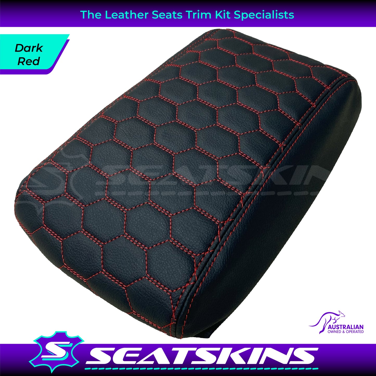 CONSOLE COVER ARM REST CUSTOM TO FIT FORD BA BF HEXAGON STITCH CHOOSE COLOUR