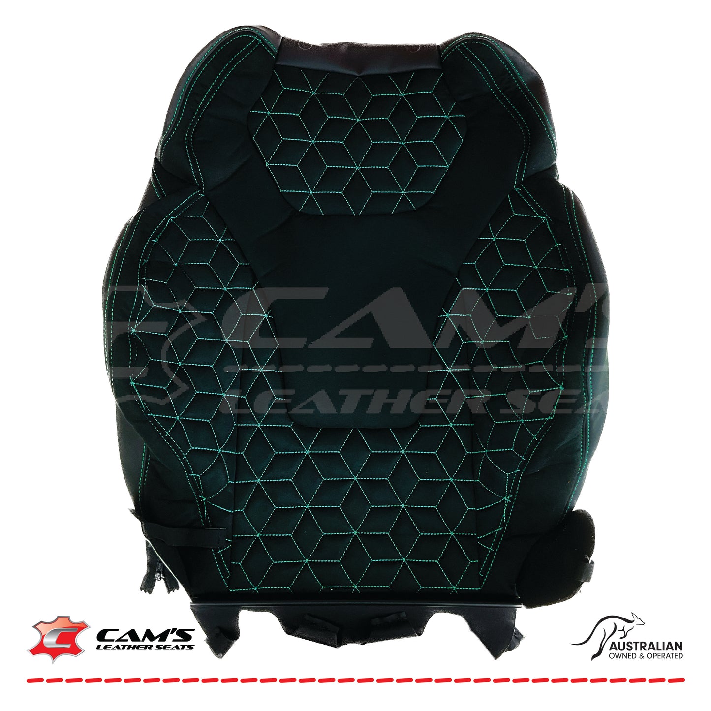 LEATHER SEATS TRIM KIT FOR HOLDEN HSV VF GTS 2 SEATS BLACK SUEDE WITH TEAL STITCH