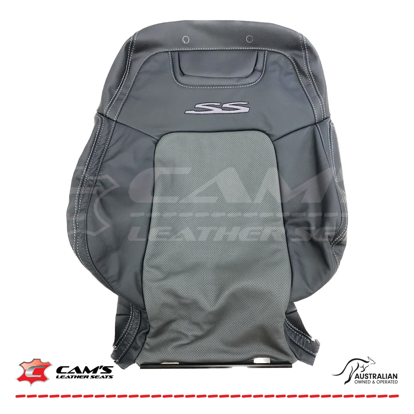 LEATHER TRIM FOR HOLDEN FRONT SEAT BACK REST VE SS SSV ONYX GREY SILVER STITCH LH OR RH