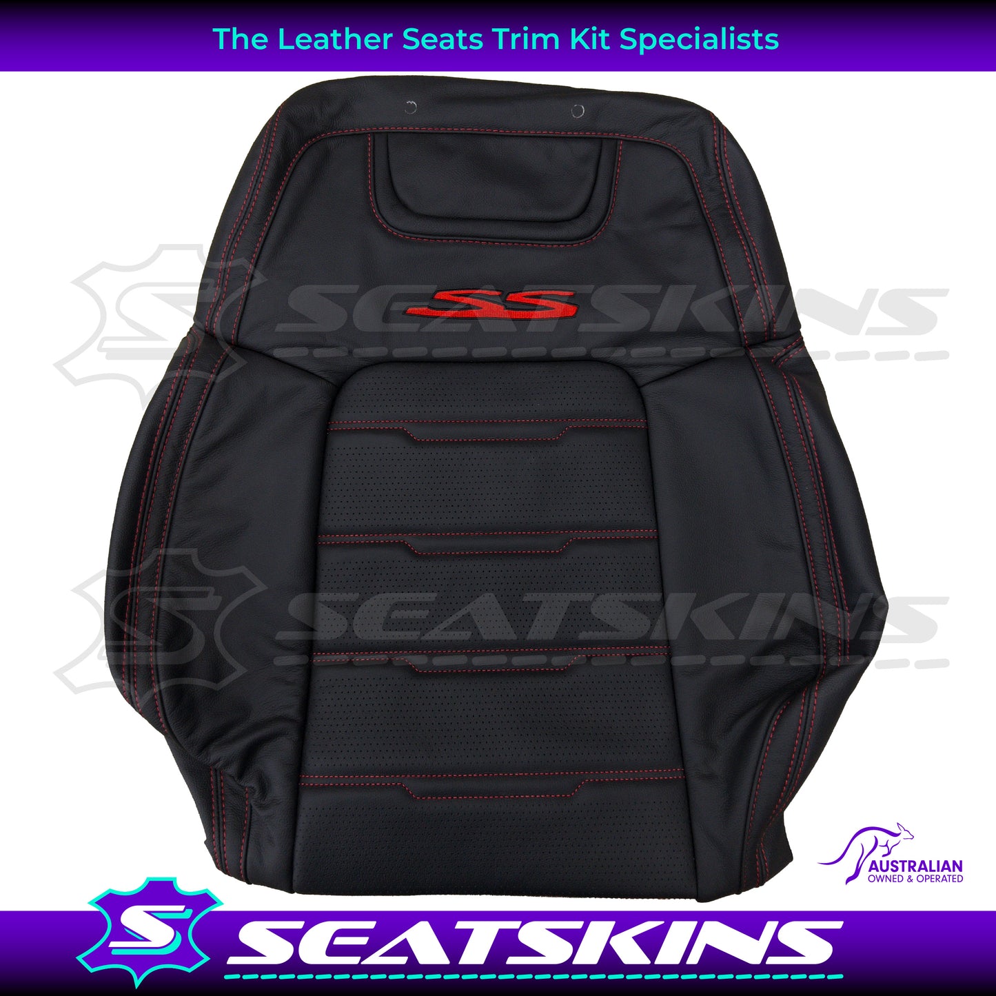 LEATHER SEATS TRIM KIT FOR HOLDEN VE SS UTE ONYX RED SPECIAL STITCH INSERTS