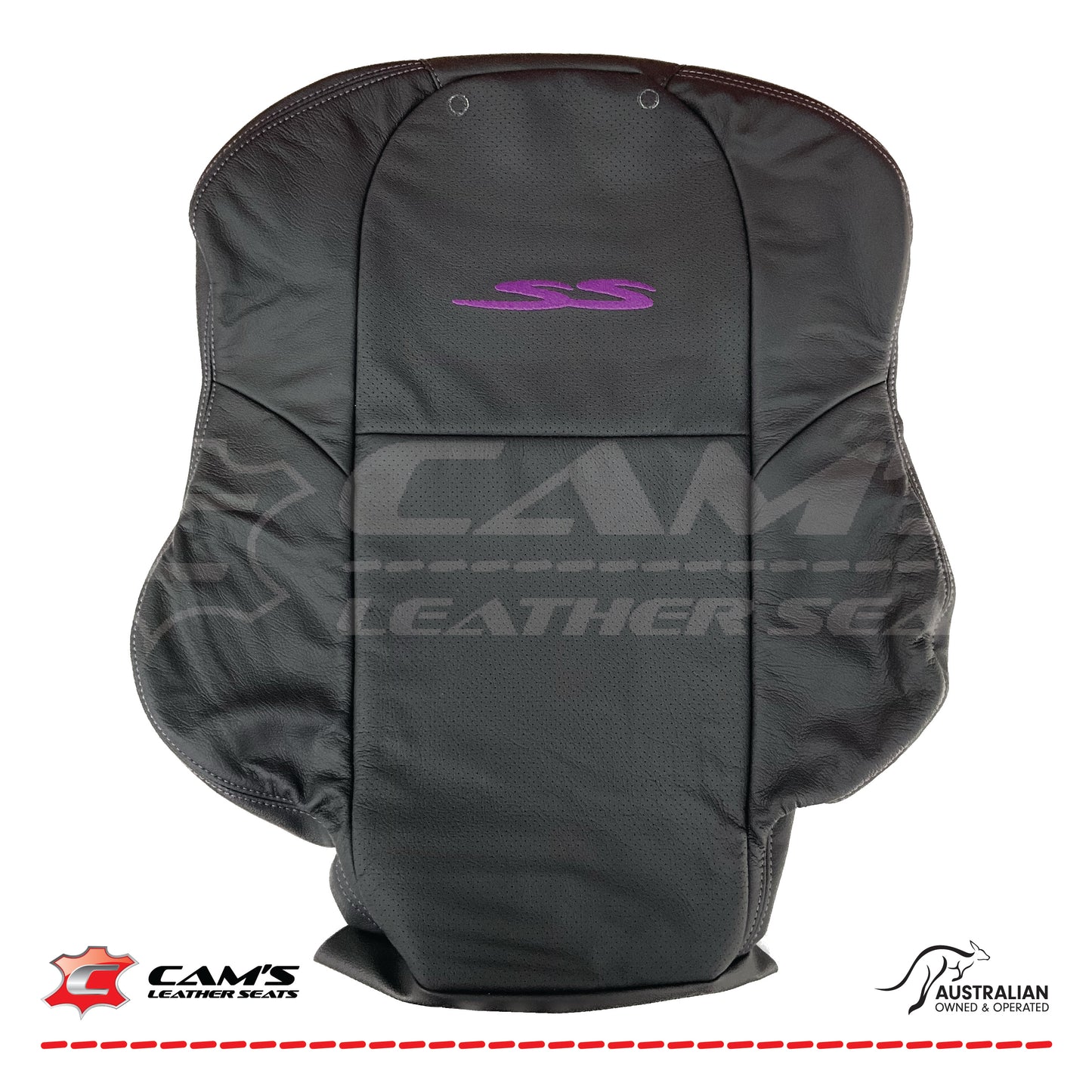 LEATHER SEATS TRIM KIT FOR HOLDEN VT/VX SS UTE BLACK WITH PURPLE STITCHING