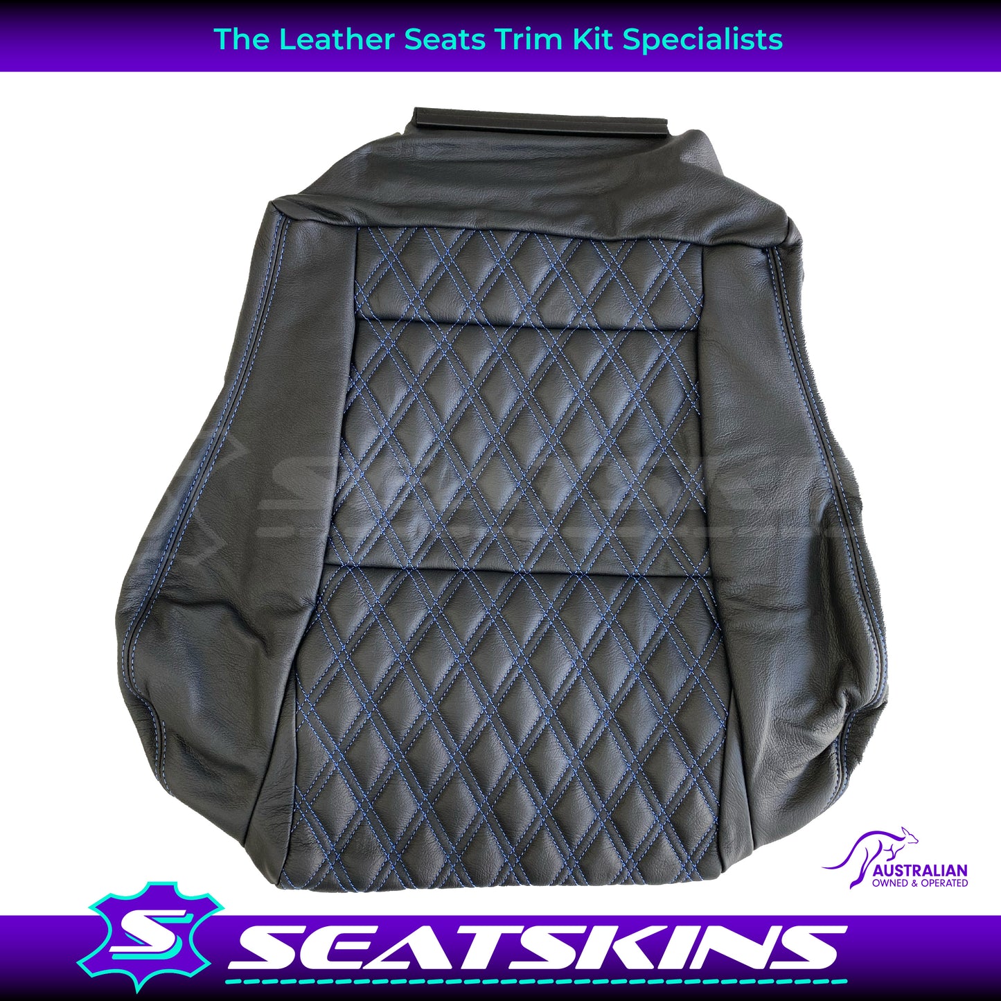 LEATHER SEATS TRIM KIT SKINS TO FIT HOLDEN VY S2 / VZ SS UTE BLUE DIAMOND STITCH