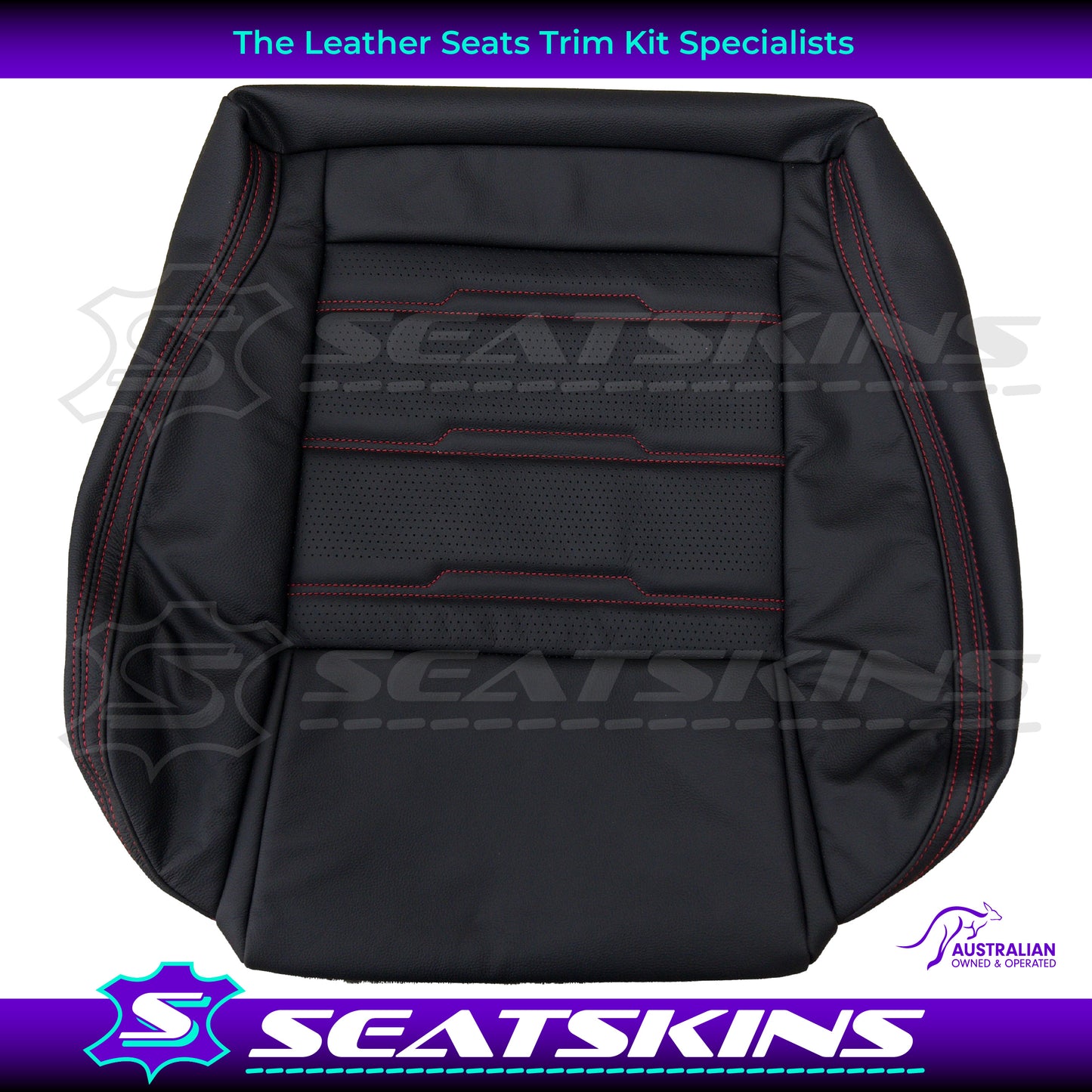 LEATHER SEATS TRIM KIT FOR HOLDEN VE SS UTE ONYX RED SPECIAL STITCH INSERTS