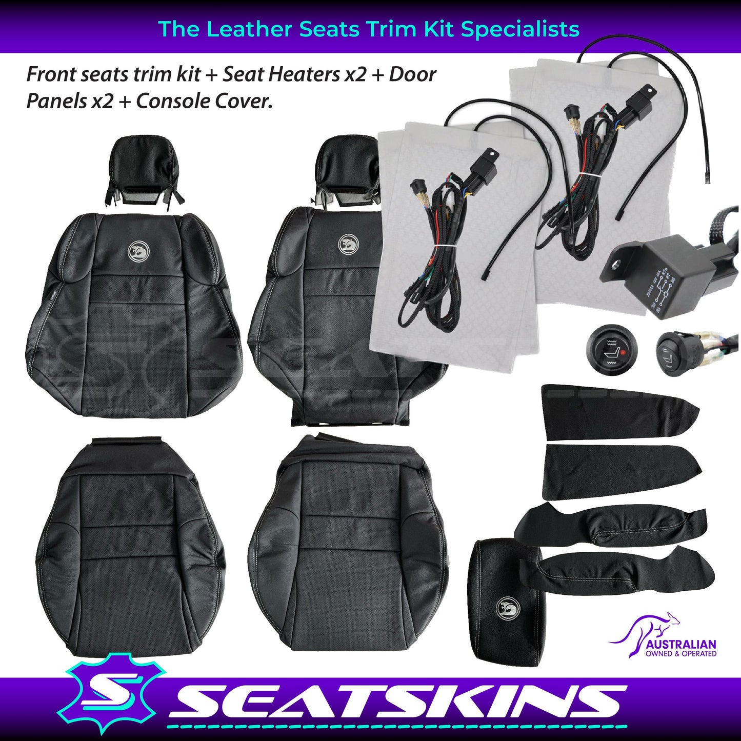 LEATHER SEATS TRIM KIT FOR VZ HSV HOLDEN MALOO R8 UTE 2 SEAT ANTHRACITE