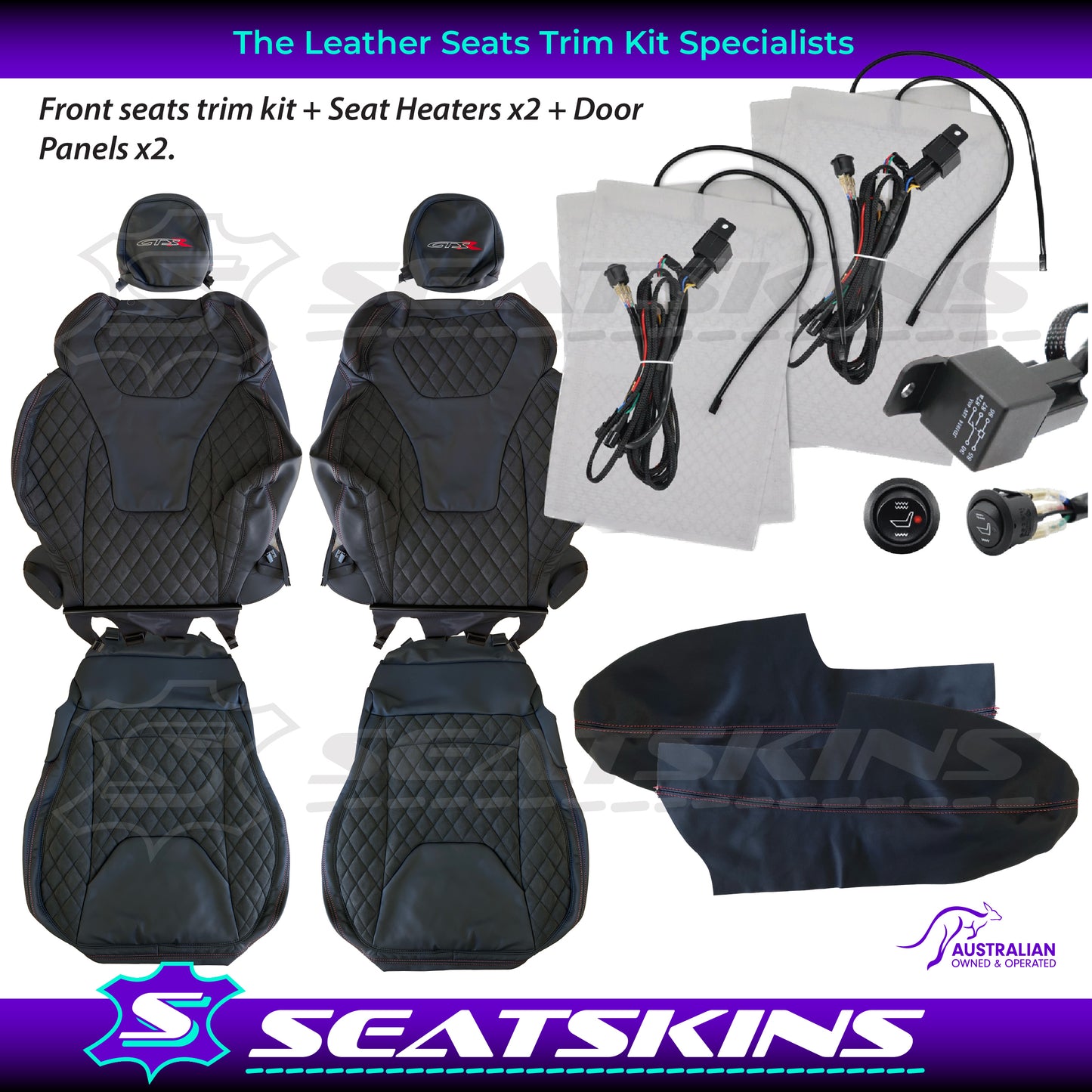 LEATHER SEATS TRIM KIT FOR HSV VF GTSR 2 SEATS ALCANTARA & BLACK NAPPA LEATHER