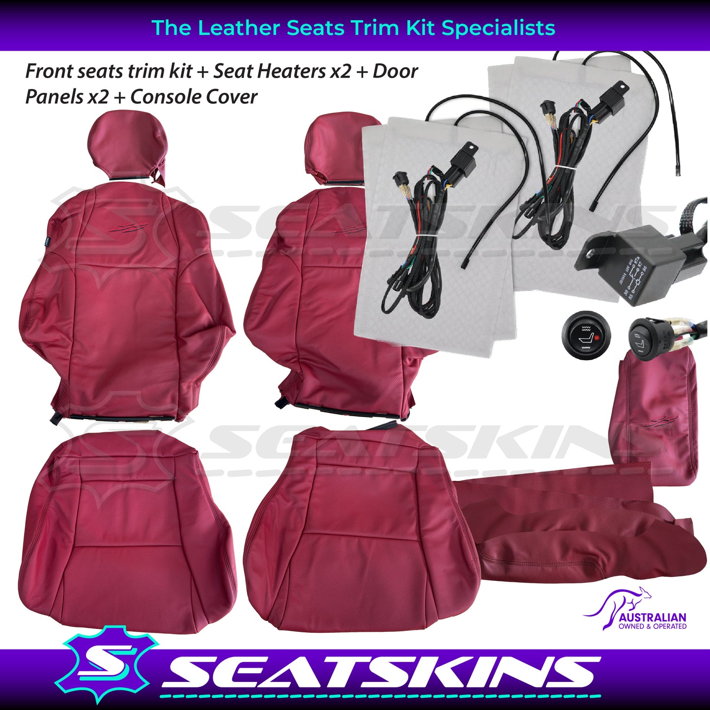 LEATHER SEATS TRIM KIT FOR HOLDEN VY S2 / VZ SS UTE RED HOT FACTORY STYLE
