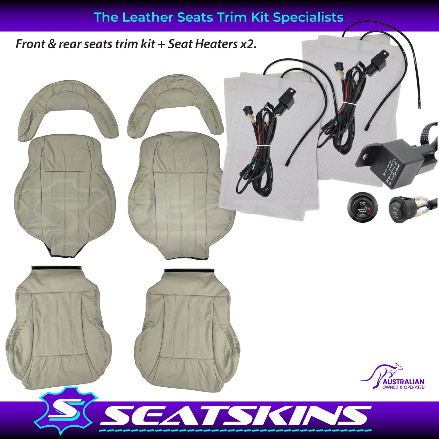 LEATHER SEATS TRIM KIT FOR HOLDEN HSV SENATOR VX COULSONS LIGHT SHALE 5 SEATS