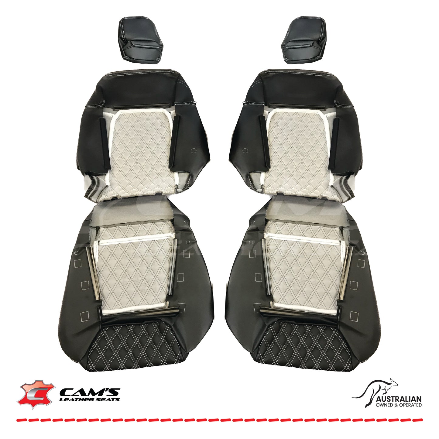 LEATHER SEATS TRIM KIT FOR VE SS SEDAN FRONT & REAR SEATS ONYX & WHITE DIAMOND
