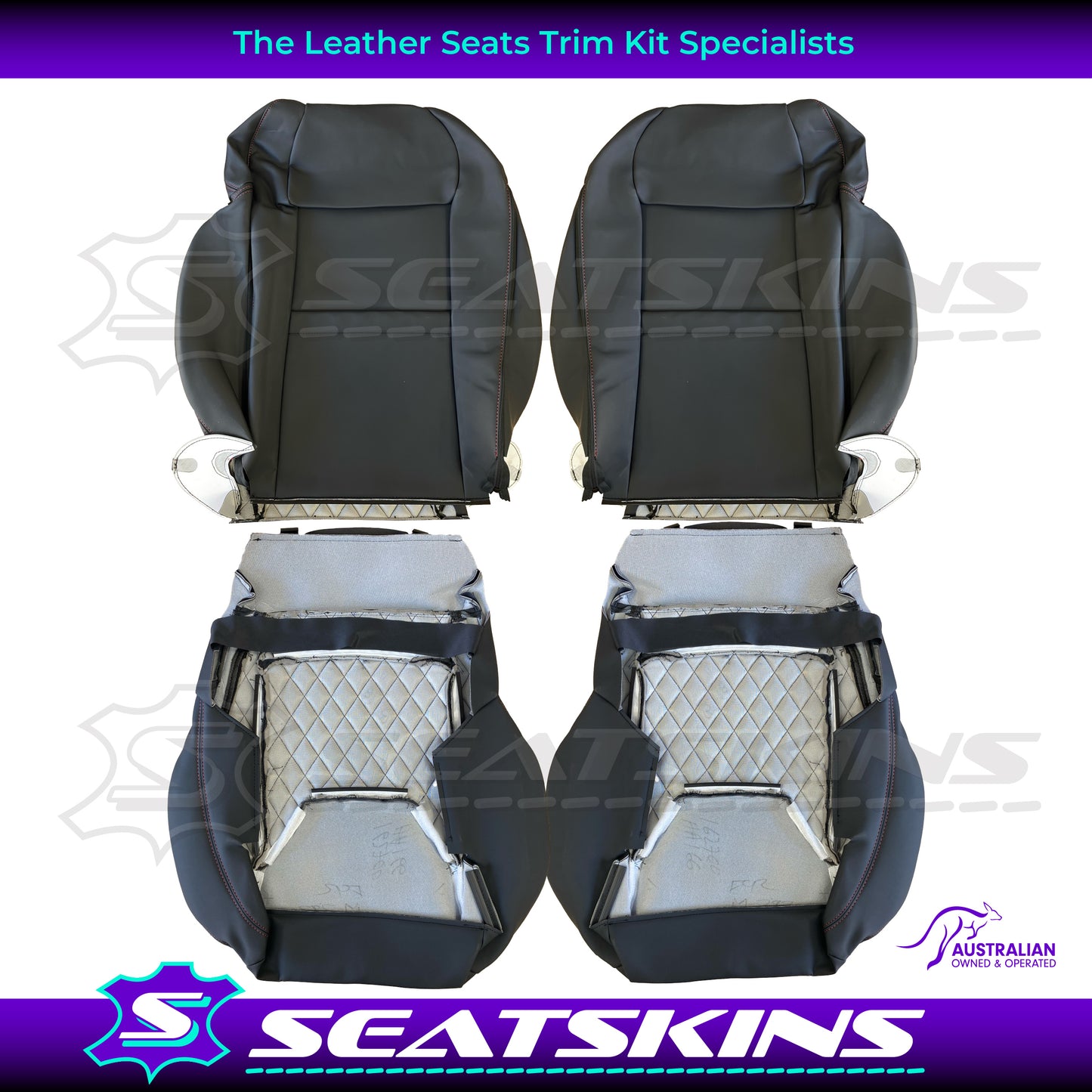 LEATHER SEATS TRIM KIT FOR HSV VF GTSR 2 SEATS ALCANTARA & BLACK NAPPA LEATHER