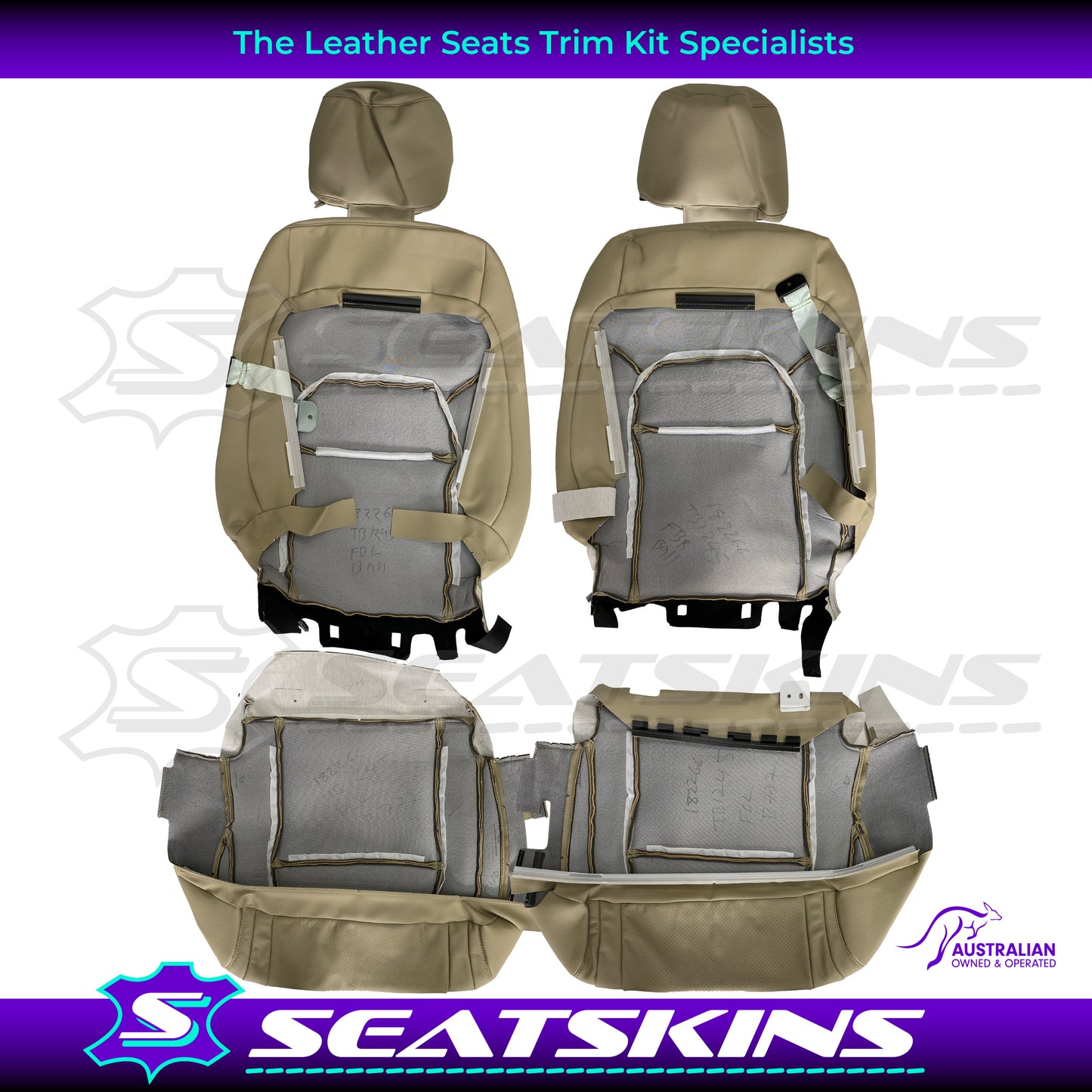 LEATHER SEATS TRIM KIT FOR TOYOTA LANDCRUISER 200 SERIES BEIGE 2 SEATS
