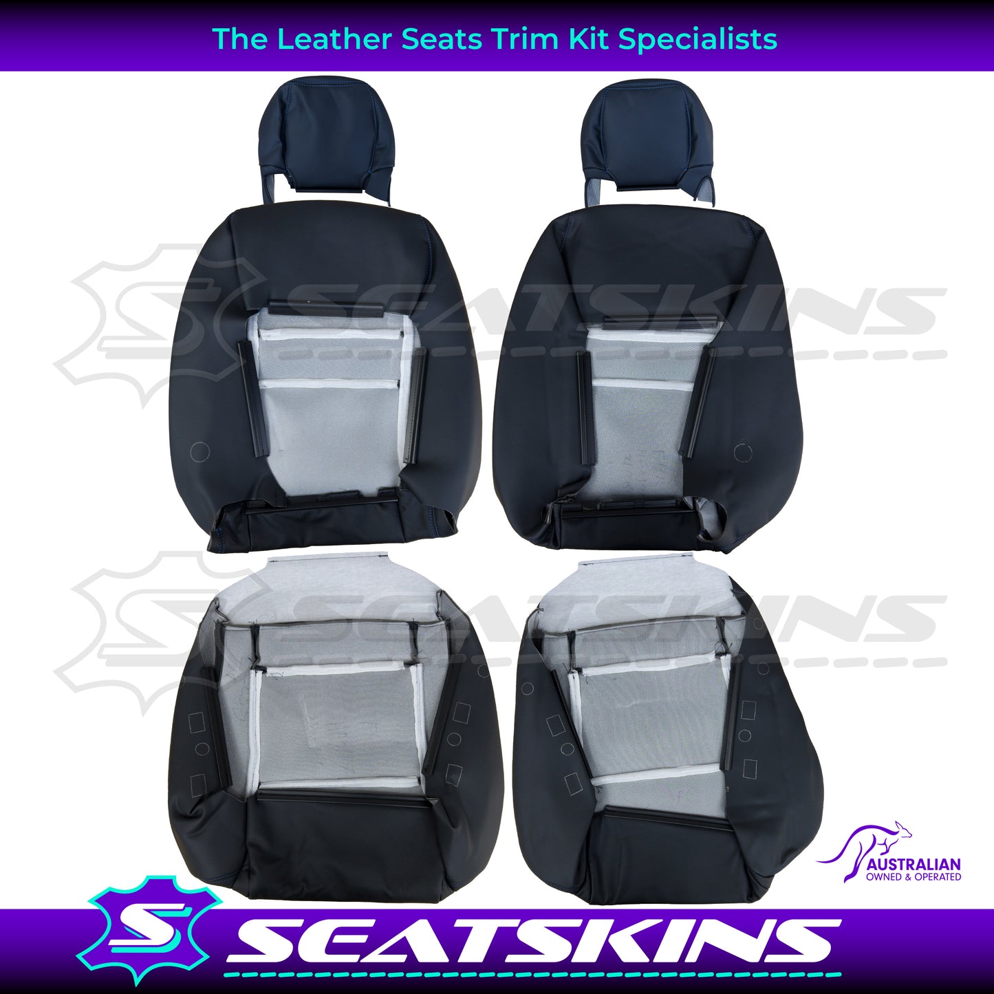 LEATHER SEATS TRIM KIT FOR HOLDEN VZ SVZ UTE BLUE STITCHING SVZ LOGO