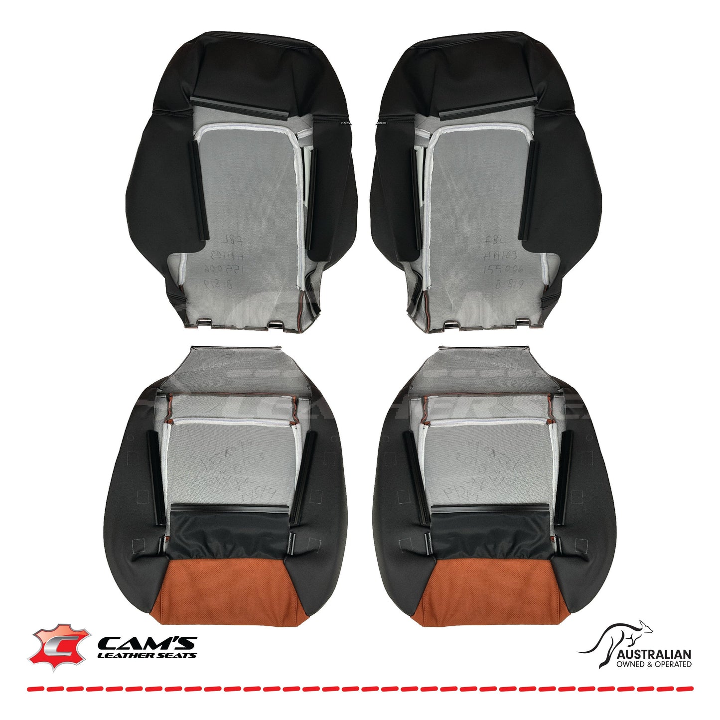 LEATHER SEATS TRIM KIT FOR VE SS 2 FRONT SEATS OR UTE ONYX & ORANGE INSERTS