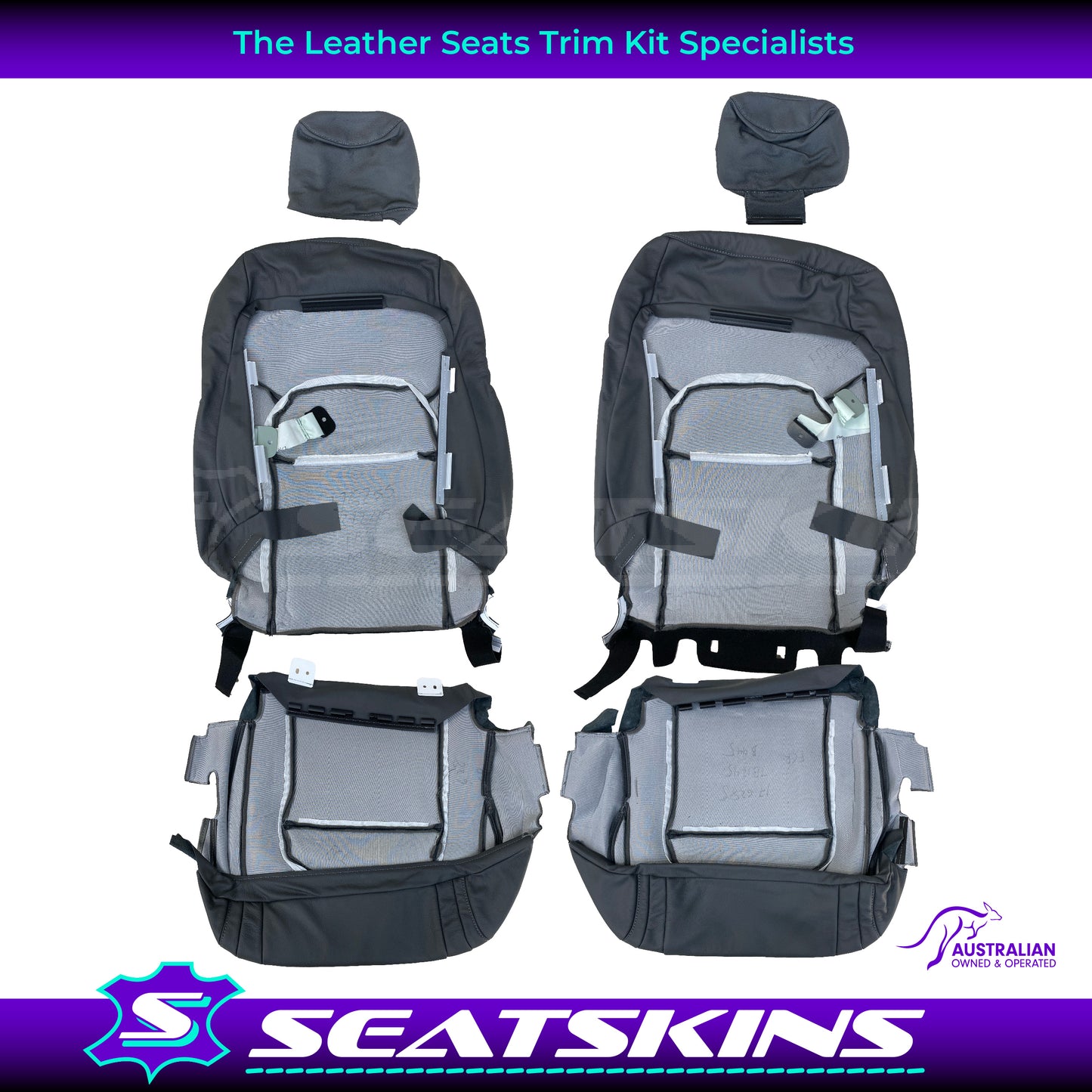 LEATHER SEATS TRIM KIT SKINS FOR TOYOTA LANDCRUISER 200 SERIES 60TH 2 SEATS GREY