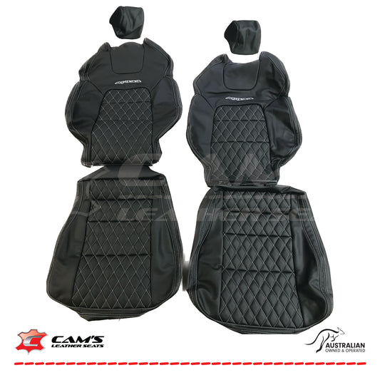 LEATHER SEATS TRIM KIT FOR HOLDEN HSV VE MALOO UTE ONYX WITH SILVER DIAMOND STITCH