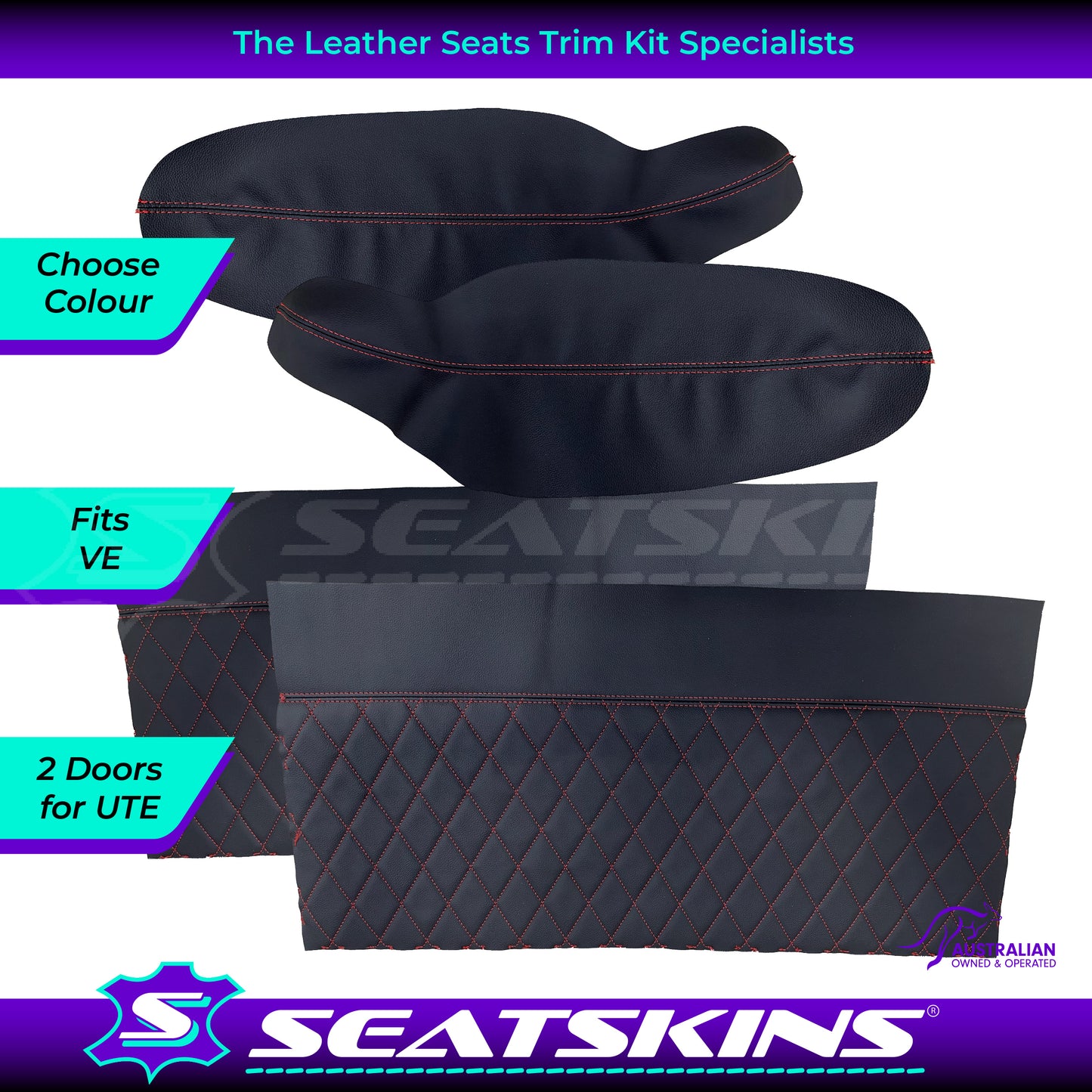 DOOR INSERT & ARMREST TRIMS X2 TO FIT HOLDEN VE DIAMOND STITCH CHOOSE COLOUR