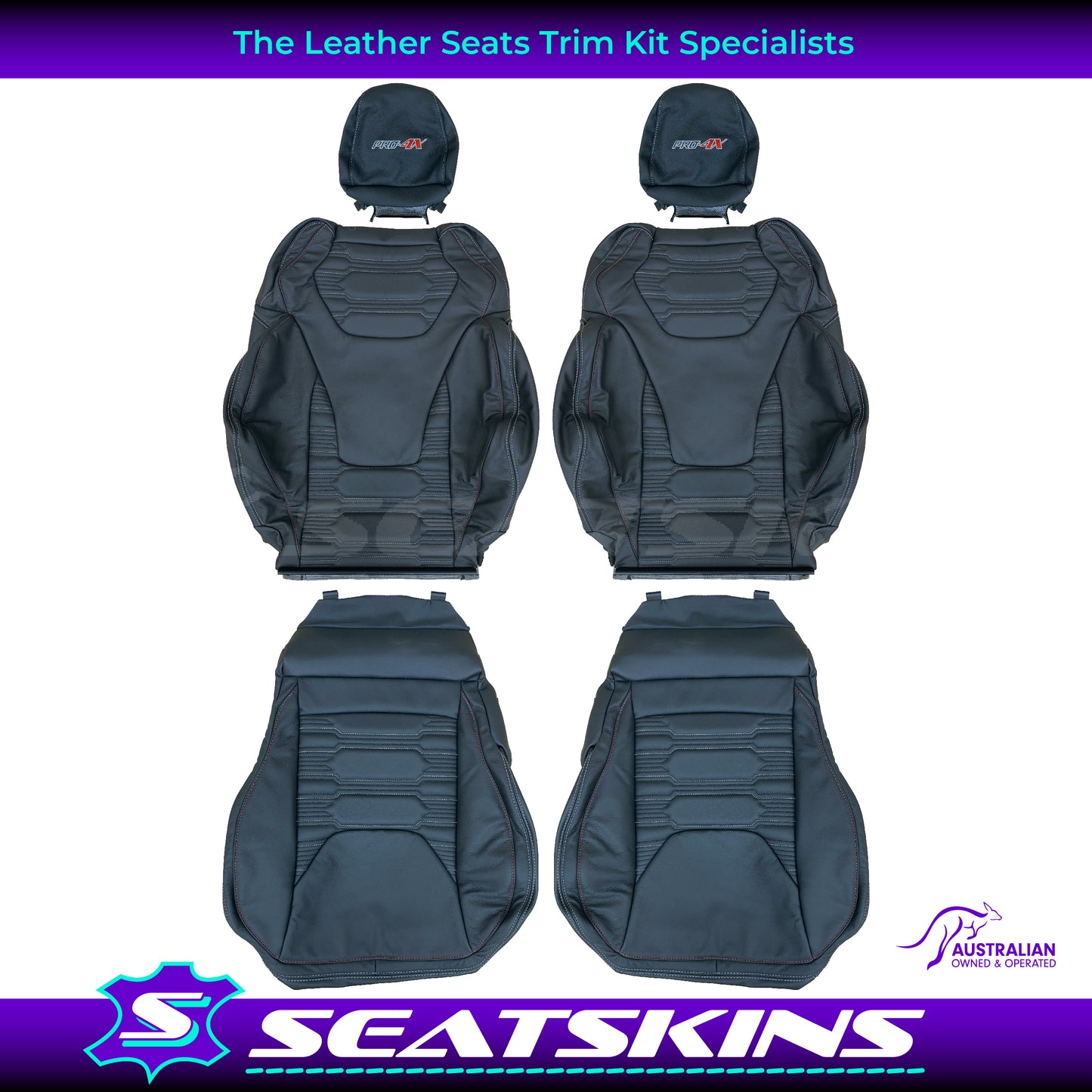 LEATHER SEATS TRIM KIT FOR NISSAN NAVARA NP300 PRO4X UTE X VF GTS STYLE BLACK WHITE RED