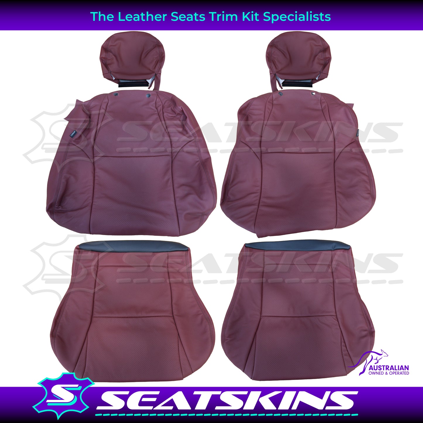 LEATHER SEATS TRIM KIT FOR VZ MONARO FRONT & REAR SEATS DARK RED LEATHER