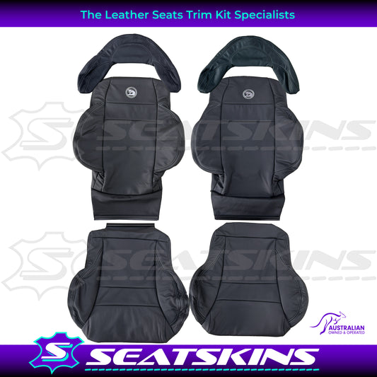 LEATHER SEATS TRIM KIT FOR HSV COULSON 2 SEATS BLACK WITH SILVER STITCH