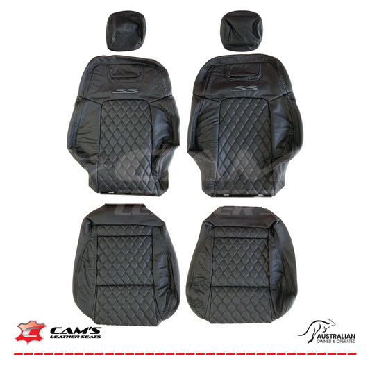 LEATHER SEATS TRIM KIT FOR VE SS 2 FRONT SEATS OR UTE ONYX & GREY DIAMOND