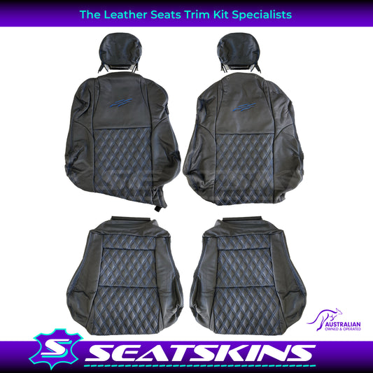 LEATHER SEATS TRIM KIT SKINS TO FIT HOLDEN VY S2 / VZ SS SEDAN BLUE DIAMOND STITCH