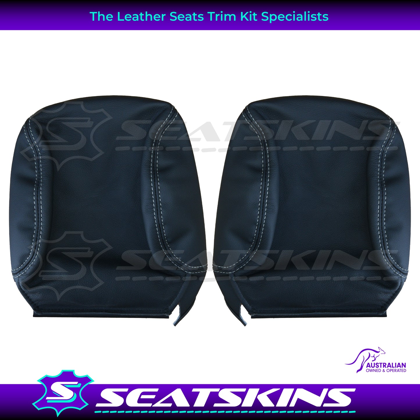 LEATHER SEATS TRIM KIT FOR FORD RANGER XL/XLT/SUPER DUTY FRONT SEATS BLACK & SILVER