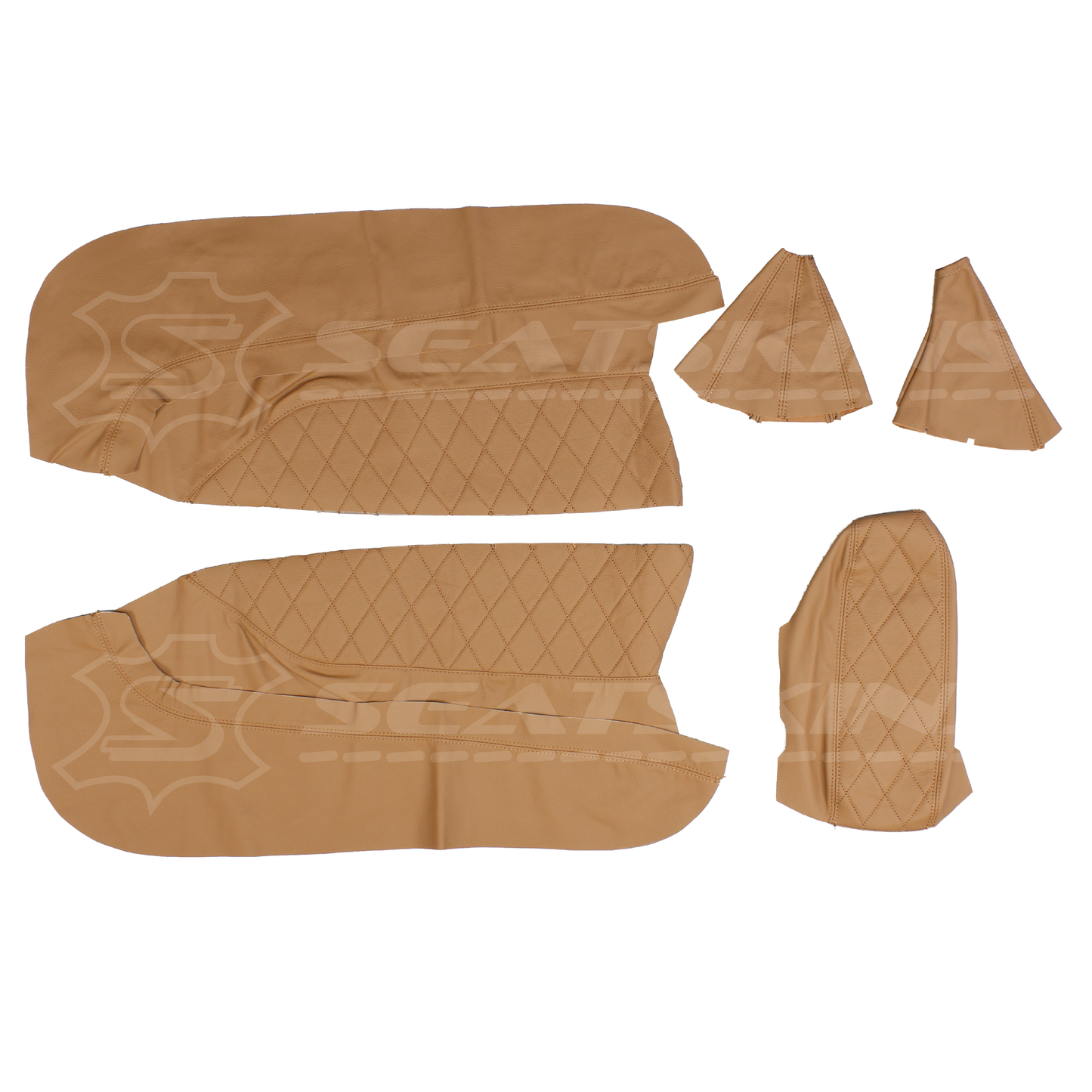 LEATHER SEATS TRIM KIT SKINS FOR FORD BA GT STYLE FRONT 2 SEATS TAN DIAMOND STITCH