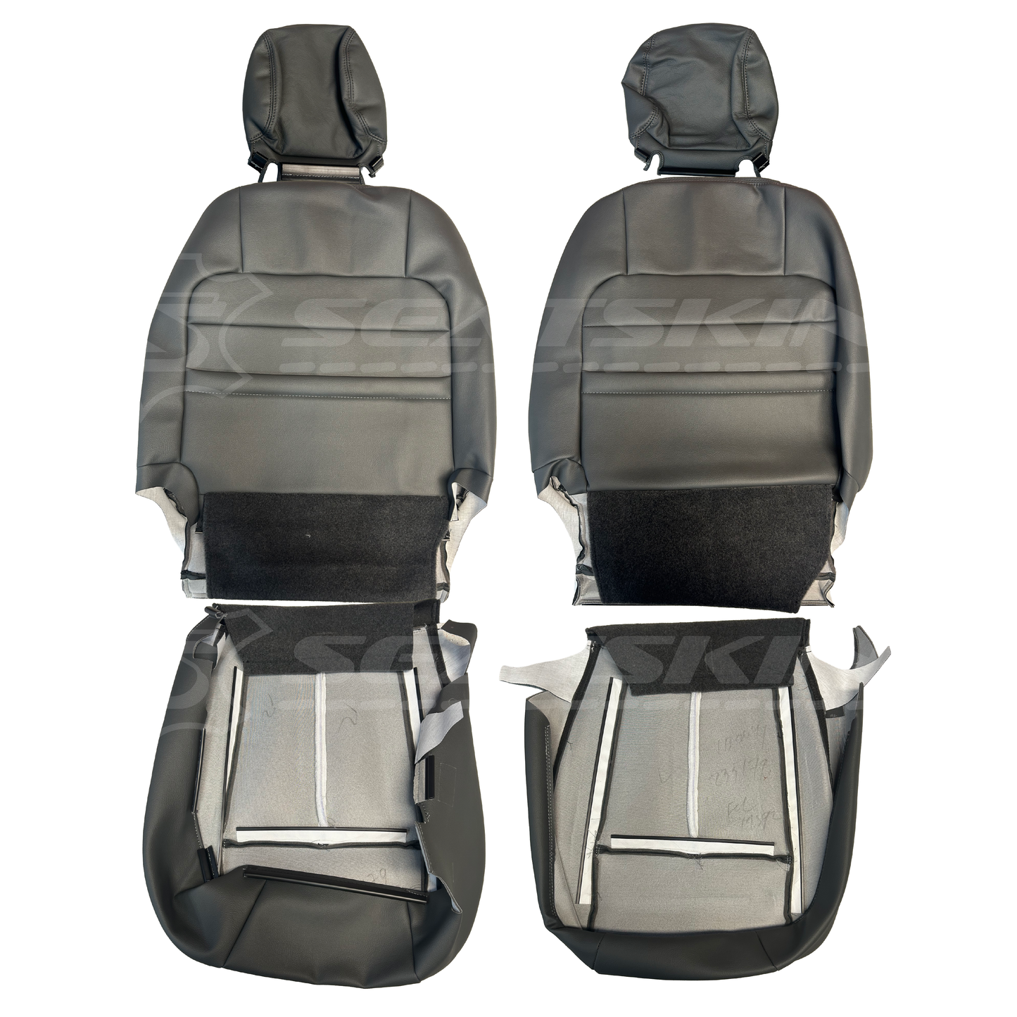 LEATHER SEATS TRIM KIT SKINS FOR HOLDEN COLORADO RG GREY 5 SEATS