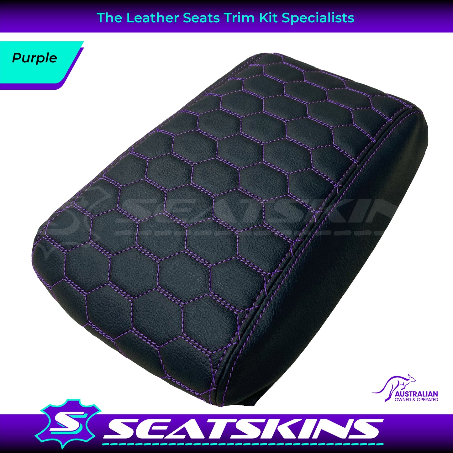 CONSOLE COVER ARM REST CUSTOM TO FIT FORD BA BF HEXAGON STITCH CHOOSE COLOUR