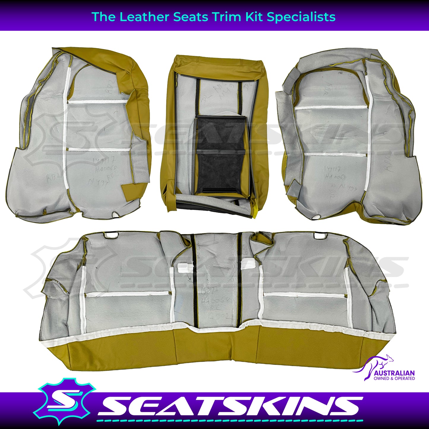 LEATHER SEATS TRIM KIT FOR HYPER YELLOW VX VU SS SEDAN OR UTE REPRO PRE-ORDER